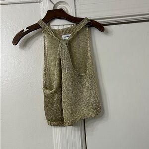 Superdown Metallic Gold Knit Halter Top